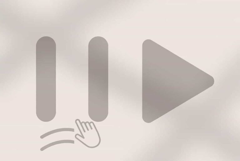 Illustration with pause and play icons and gentle wave lines